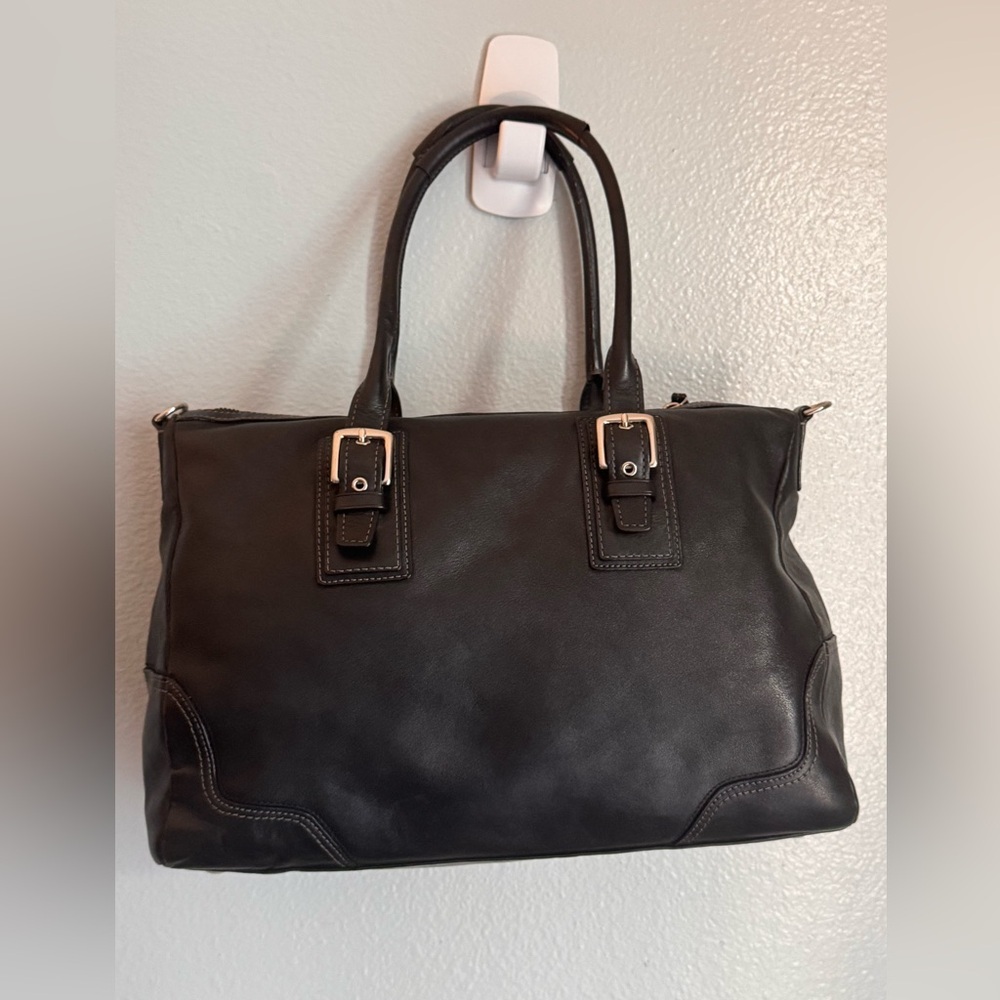 Coach Black Leather Hamilton Satchel - Picture 3 of 8